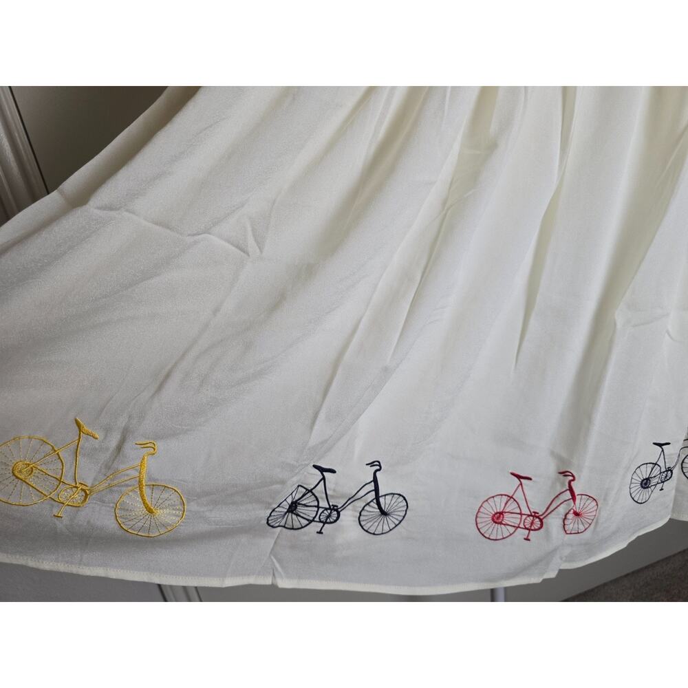 Tulip B Ivory Bicycle Embroidered Midi Skirt Size S NWT Pockets Lined - Picture 4 of 8